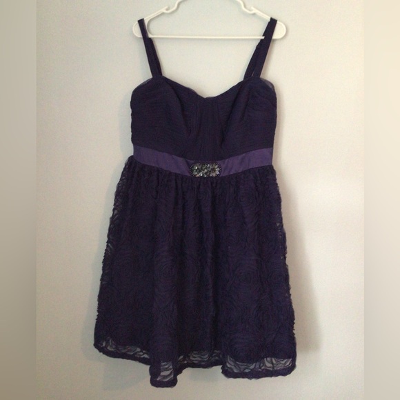 Adrianna Papell Woman’s Purple Rosette Mini Dress. Size 14W. - Picture 2 of 12